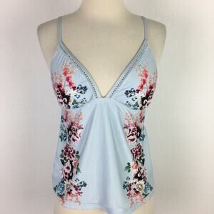 Lucky Brand Light Blue Floral Swim Top XS NWT